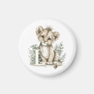 Aimant Joli alphabet d'animaux bébé aquarelle Lion