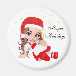 Aimant Joli ange fée de Noël & étoiles
