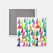 Aimant Joli aquarelle arbres de Noël (Recto/Verso)