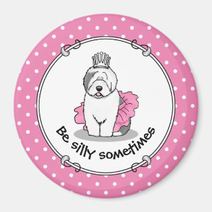 Aimant Joli Ballet Princesse Vieux anglais Sheepdog Grey