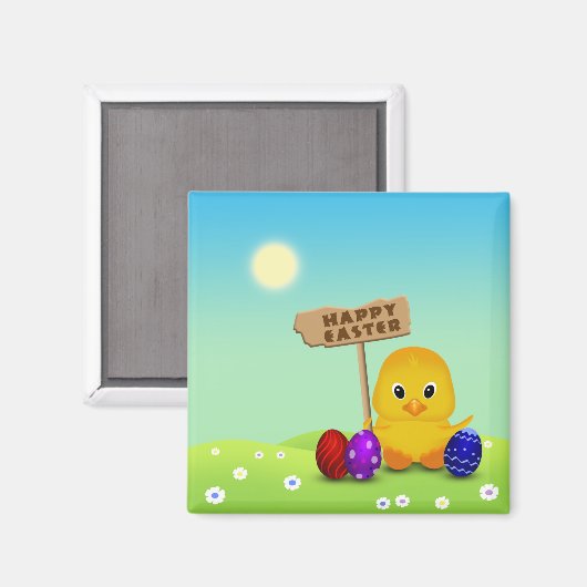 Aimant Joli bébé de Pâques poussin (Recto/Verso)