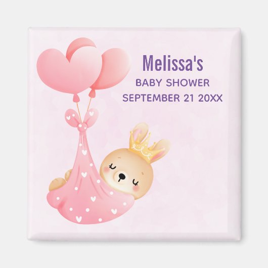 Aimant Joli bébé lapin dans une couverture en forme de cœ (Devant)