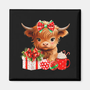 Aimant Joli bébé vache des Highlands Joyeux Noël vache de