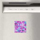 Aimant Joli bleu rose fleurs motif (In Situ (Lave-vaisselle))