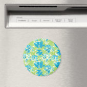 Aimant Joli bleu vert transparent lièvre floral (In Situ (Lave-vaisselle))