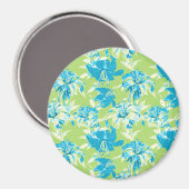 Aimant Joli bleu vert transparent lièvre floral (Recto/Verso)