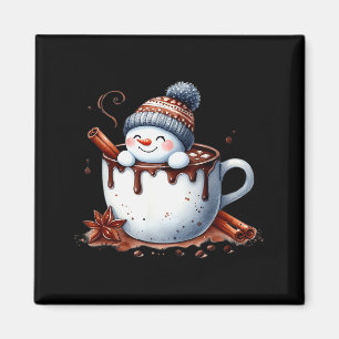 Aimant Joli bonhomme de neige au chocolat chaud de Noël