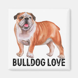 Aimant Joli Bouledogue Anglais Amour Aquarelle Chien Chio