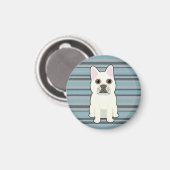Aimant Joli Bouledogue Français rayé bleu (Recto/Verso)