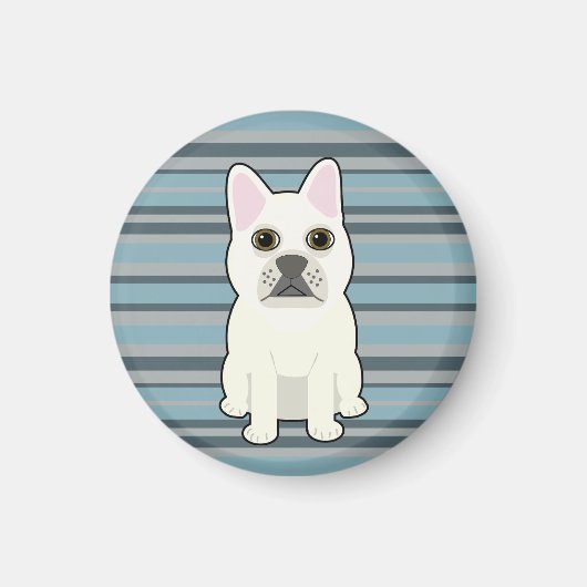 Aimant Joli Bouledogue Français rayé bleu (Devant)