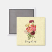 Aimant Joli Bouquet Carnation Vintage (Recto/Verso)