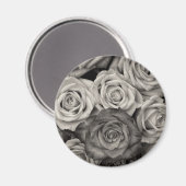 Aimant Joli Bouquet de fleurs en roses noires et blanches (Recto/Verso)