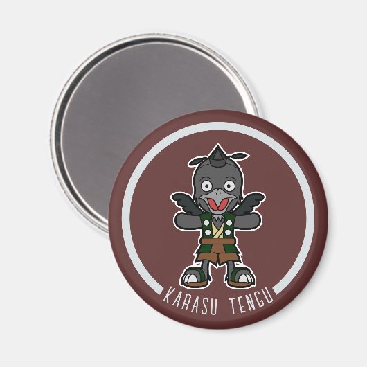 Aimant Joli Cartoon Crow Tengu | Yokai japonais (Recto/Verso)