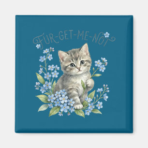 Aimant Joli chat & fleurs fur-get-me-not cadeau femme