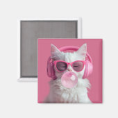 Aimant Joli Chat Blanc – Personnalisé (Recto/Verso)