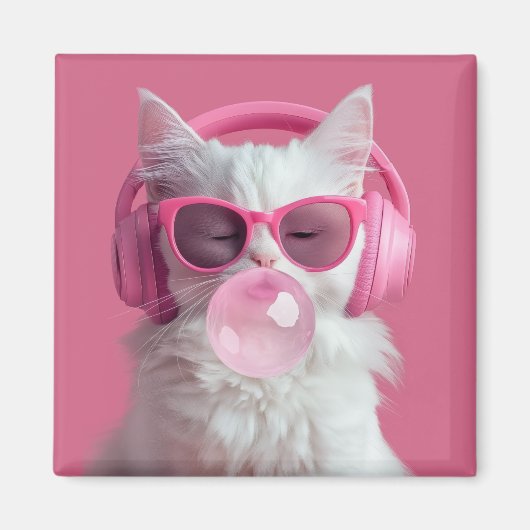 Aimant Joli Chat Blanc – Personnalisé (Devant)