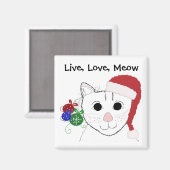 Aimant Joli chat de Noël avec citation (Recto/Verso)