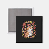 Aimant Joli chat de Thanksgiving Dinde drôle d'animal d'a (Recto/Verso)