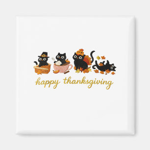 Aimant Joli Chat Dinde Joyeux Thanksgiving Automne Meowy