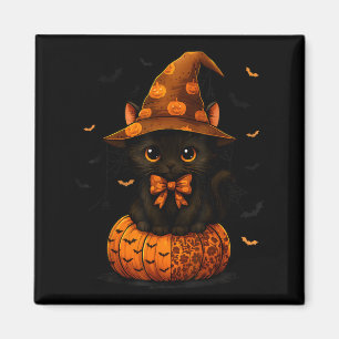 Aimant Joli Chat Noir Citrouille Saison Automne