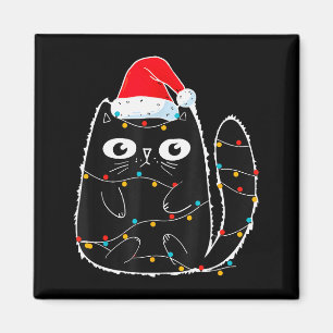 Aimant Joli Chat Noir Père Noël Lumières de Noël Miaou Ch