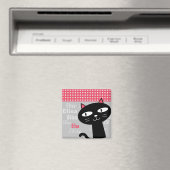 Aimant Joli chat points roses personnalisé nom (In Situ (Lave-vaisselle))