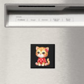 Aimant Joli chaton de la Saint-Valentin avec cœur (In Situ (Lave-vaisselle))