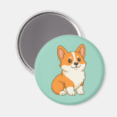 Aimant Joli chien Corgi vert (Recto/Verso)
