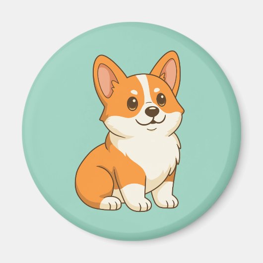 Aimant Joli chien Corgi vert (Devant)