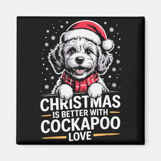 Aimant Joli chien de Noël Christmas est mieux avec Apoo (Devant)