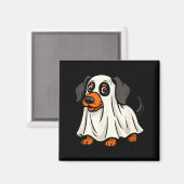 Aimant Joli chien fantôme halloween teckel (Recto/Verso)