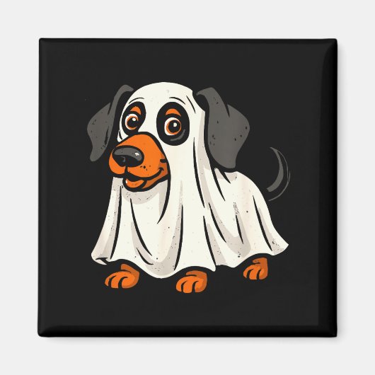 Aimant Joli chien fantôme halloween teckel (Devant)