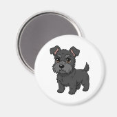 Aimant Joli chien Terrier Écossais noir (Recto/Verso)