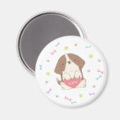 Aimant Joli chiot avec l'illustration de LUV (Recto/Verso)