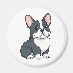 Aimant Joli chiot Bouledogue Français noir et blanc