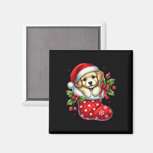 Aimant Joli Chiot Dans Les Bas De Noël Pour Les Animaux A (Recto/Verso)