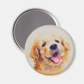 Aimant Joli chiot. Son nom est "heureux" (Recto/Verso)