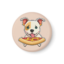 Joli chiot tenant une tranche de pizza