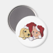 Aimant Joli Christmas Labrador Puppy et Orange Tabby (Recto/Verso)