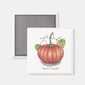 Aimant Joli Citrouille Avec Vins En Aquarelle (Recto/Verso)