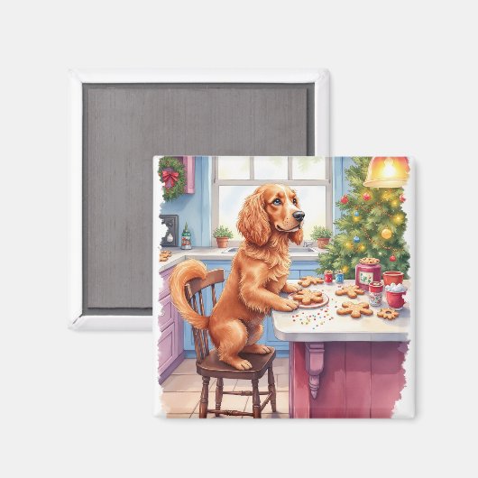Aimant Joli Cocker Spaniel Biscuits de Noël Cuisine de No (Recto/Verso)