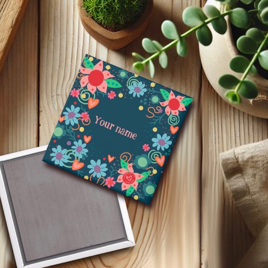 Aimant Joli Coeur Floral Customisé Inspirivité