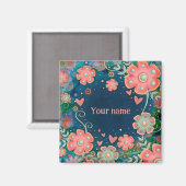 Aimant Joli Coeurs Floraux Rose Customisé Inspirivité (Recto/Verso)