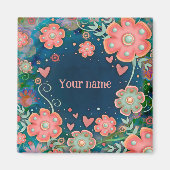 Aimant Joli Coeurs Floraux Rose Customisé Inspirivité (Devant)