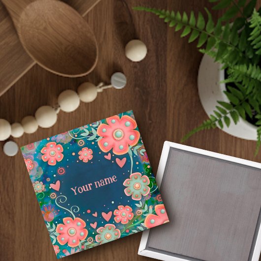 Aimant Joli Coeurs Floraux Rose Customisé Inspirivité