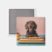 Aimant Joli Dachshund Avec Chien Chaud (Recto/Verso)