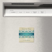 Aimant Joli Damask Turquoise Enregistrer l'aimant Date (In Situ (Lave-vaisselle))