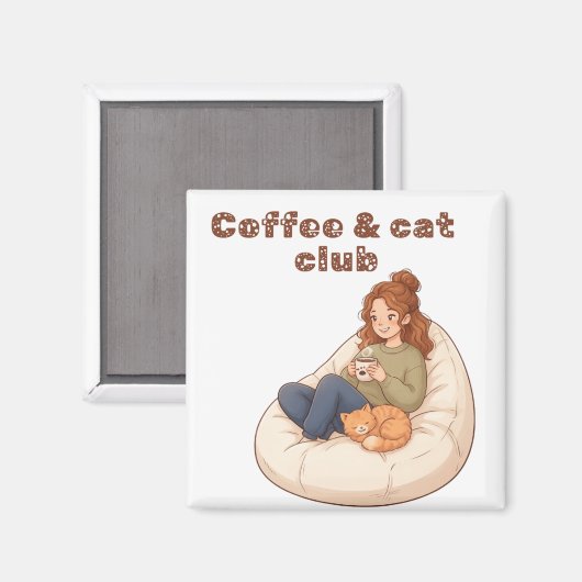 Aimant Joli design Café & Club Chat (Recto/Verso)