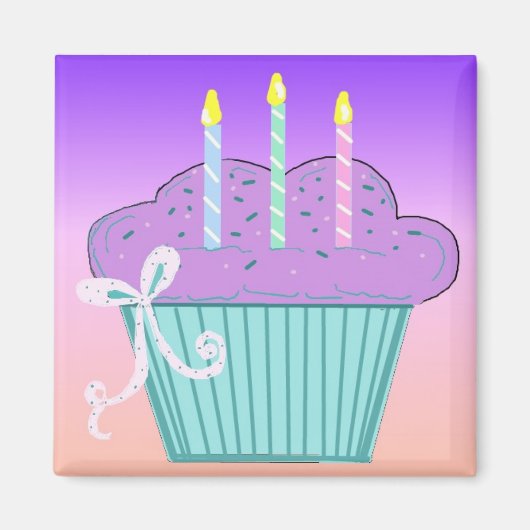 Aimant Joli design de cupcake d'anniversaire (Devant)
