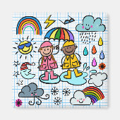 Aimant Joli dessin pour enfants Météo Doodles (Devant)